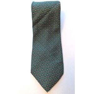 Ghibellini Firenze Italy 100% Silk Tie Teal Paisley Pattern Luxury Designer Mens